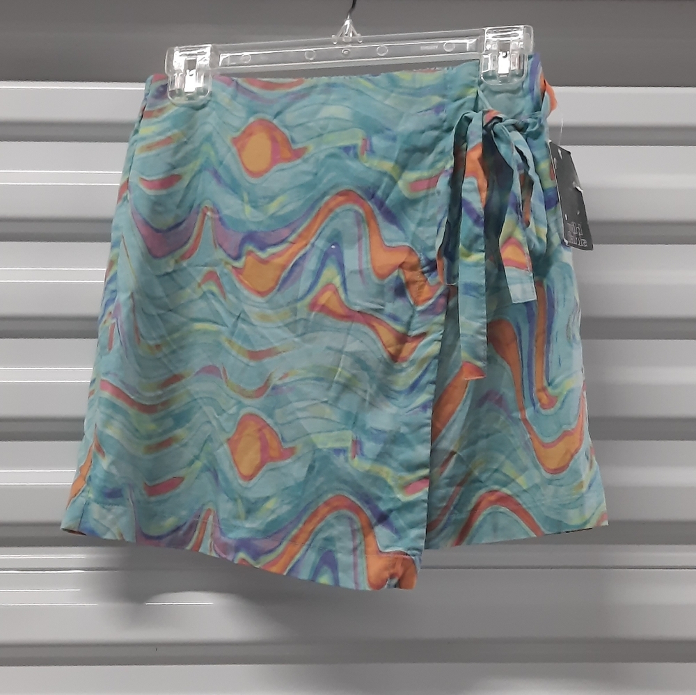 Wild Fable Wrap Skirt Women's Size XS Blue Print Mini Casual - Picture 4 of 10